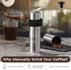 Manual Coffee Grinder - 18 Adjustable Settings, Stainless Steel Conical Burr Coffee Bean Grinder, Portable, Durable & Travel Friendly - With Silicone Sleeve by KOKOBEAN - Image 5