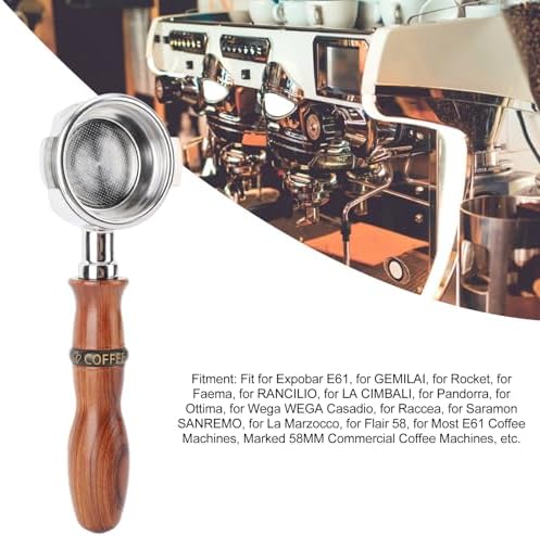 58mm Bottomless Portafilter Rosewood Handle Hollow Stainless Steel Coffee Machine Portafilter for Expobar E61 for GEMILAI (Type 2) - Image 6