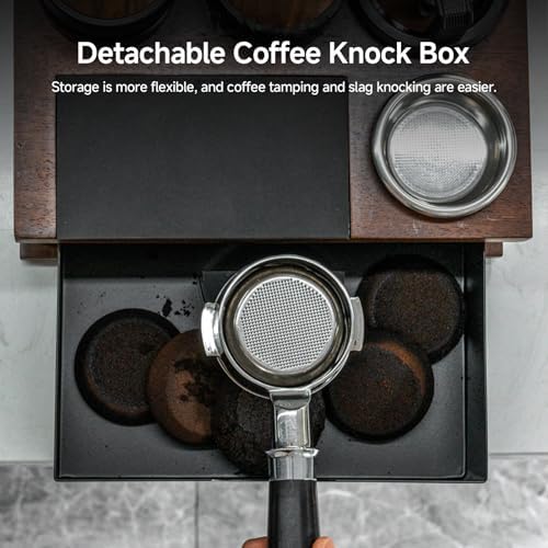 Espresso Tamping Station with Knock Box, 8-in-1 Wooden Coffee Organizer, Espresso Knock Box & Tamping Station 58mm, Fits 51/53/54/58mm Portafilter Tamper Distributor for Home Barista - Image 4
