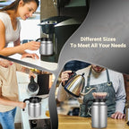 Small Insulated Coffee Carafe, 27 oz, Keeps Hot for 12H, Silver - Image 5