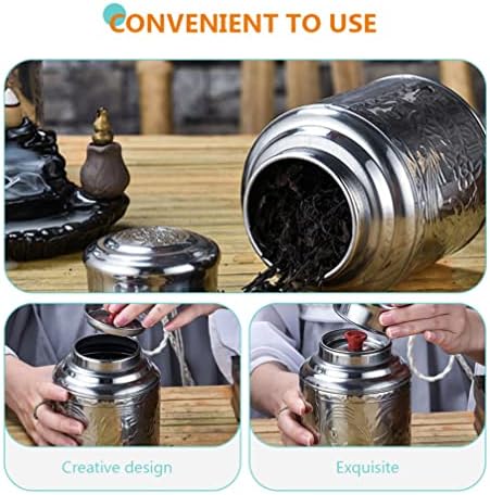 Tea Jars Storage Tea Jars Storage, Stainless Steel Tea Canister Silver Kitchen Food Storage Jars 100g Tea Tin Coffee Dispenser with Sealed Lids Airtight Loose Leaf Tea Container (Silver 14X10.5X6.5CM) - Image 6