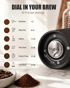 Upgraded Faster Electric Coffee Grinder, Stainless Steel Burrs, Black - Image 5