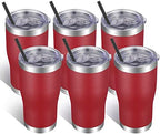 VEGOND 20oz Tumbler Stainless Steel Tumbler Cup with Lid And Straw Vacuum Insulated Double Wall Travel Coffee Mug(Brick Red 6 Pack) by VEGOND