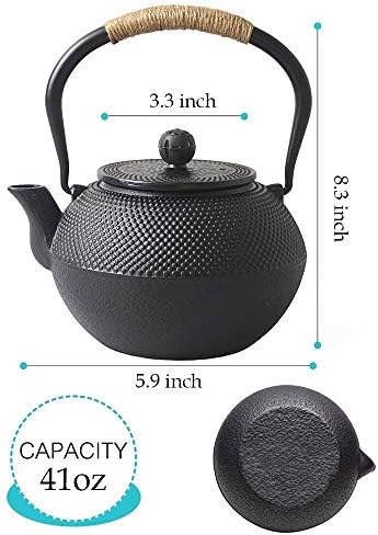 Large Cast Iron Teapot With Infuser For Varieties Of Loose Leaf Tea, Tea Bags, Black Tea Kettle Stovetop Safe 1200ml/41oz - Image 2