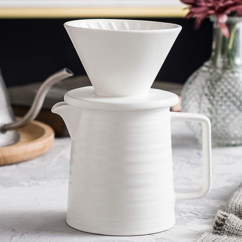 Coffee Press Ceramic Dripper 1-2 Cups Drip Filter Pot Pour Over Coffee Maker with Separate Stand for Filte 500ml Pots (500ml Black Pot) - Image 6