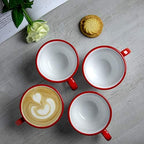 City to Cottage Handmade Red and White Polka Dot Large Ceramic 12oz/350ml Cappuccino Coffee Tea Cup and Saucer, Unique Designer Pottery Gift for Tea Lovers - Image 5