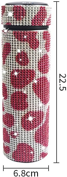 17 oz Bling Stainless Steel Water Bottle Rhinestone Vacuum Water Bottle Glitter Bottles Diamond Vacuum Flask Mug Gift Girls Women (500ml),Cow Red - Image 2
