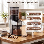 Conical Burr Coffee Grinder, Electric Espresso Machine w/ 60 Grind Settings, 1-8 Cups Capacity & 1-60s Timer, Brush & Tong, Anti-Static, Stainless Steel Coffee Bean Grinder for Home Office - Image 7