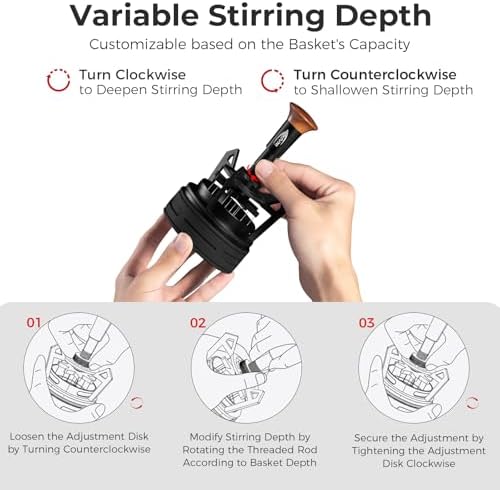 IKAPE Espresso Coffee V3 WDT Tool, 54mm Stirrer Distribution Tool, Equipped with 10-needle Stirrer, Adjustable Needle Height, Coffee Stirrer with Dosing Funnel & Stand - Image 3