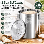 33L/8.72gal Stainless Steel Airtight Canister, Food Storage Canisters with Airtight Lid&Locking Clamp, Rice Cereal Grain Canisters Container, Storager Bucket for Flour, Coffee Bean, Sugar, Cookie - Image 3