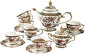 ACMLIFE Tea Set for Adults, Bone China Tea Set with Cups, Tea Cup Set Vintage Floral Porcelain Tea Set for 6, Vintage Floral Tea Cup Set With Teapot, Tea Party Sets for Women Gift，Gift Box (Pink) by ACMLIFE