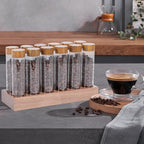 Coffee Bean Container, Single Dose Coffee Bean Storage, 12 Tubes Glass Storage with Wooden Stand, Leakproof Moisture-Proof Espresso with Lids for Tea, Spices - Image 7
