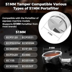 IKAPE Coffee Products, 51mm Coffee Distributor & Hand Tamper, Adjustable Depth Espresso Distributor Fits All 51mm Espresso Portafilter, Compatible with Delonghi Bottomless Portafilter (White) - Image 2
