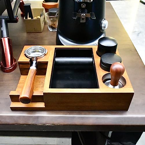 NAVREX 13.4'' Large Espresso Knock Box and Tamping Station, Solid Wood Espresso Accessories Organizer Box for 51MM-58MM Tamper, Distributor, Portafilter, High-Capacity Coffee Organizer - Image 5
