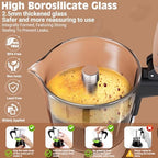 4 Cup 200ml Glass Moka Pot, Stovetop Espresso Maker, Black - Image 3