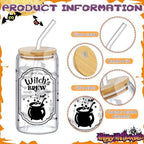 SiliFine 6 Pcs Halloween Glass Cups, 16 oz with Lids and Straws - Image 4