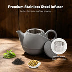 Cast Iron Teapot Set, 14 oz (400 ml) Single Serve with Cup & Infuser Grey - Image 5