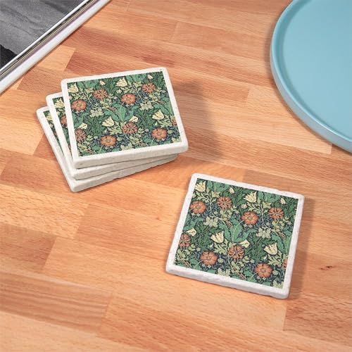 CafePress William Morris Compton Wallpaper Tumbled Stone - Set of 4 Coasters Set of 4 - Image 3