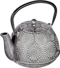 IBILI 40 Oz Bali Cast Iron Teapot | Made in Spain | Stainless Steel Infuser, Enameled Interior, Stovetop & Induction Compatible, Japanese Kettle for Loose Leaf Tea, Tetsubin Design, Silver by IBILI
