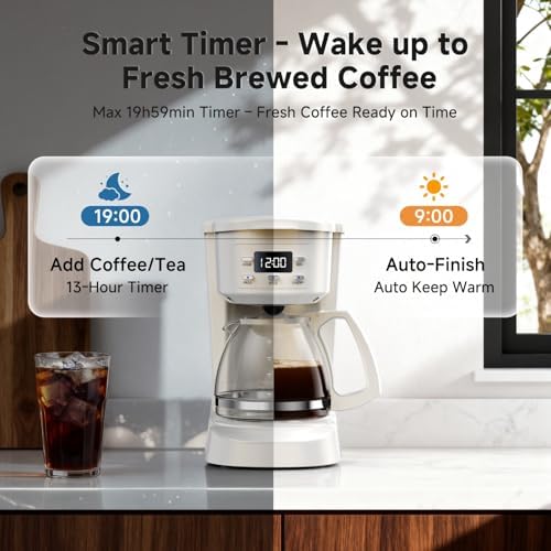 Coffee Maker, 5 Cup Programmable Drip Coffee Machine-White - Image 3