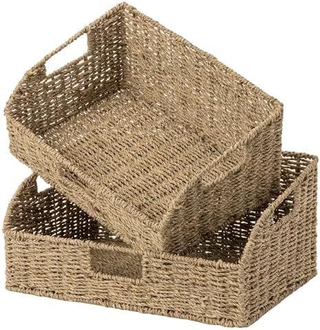 StorageWorks Pantry Baskets for Organizing, Seagrass Storage Baskets, 2Pack by StorageWorks