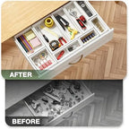 9-Pack Solid Wood Junk Drawer Organizer, Modular Desk Drawer Tray & Accessories with Non-Slip Pad, Multi-Use for Kitchen, Office, Bedroom Dresser, Utensil, Makeup, Stationery, Tea Bags & Coffee Pod - Image 5
