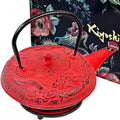40 Oz Red Dragon Cast Iron Teapot, Enamel Interior, Infuser & Trivet by KIYOSHILuxury