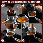 3 Ear Coffee Bottomless Portafilter 54mm，Compatible For Breville，Compatible For Sage，870 878 880 Replacement Filter Basket Barista Tool Espresso Accessory(54MM 3Ear-Rosewood C) - Image 5