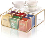 Glass Tea Bag Organizer with Drawer, Clear Teabag Holder Counter by Hoowen