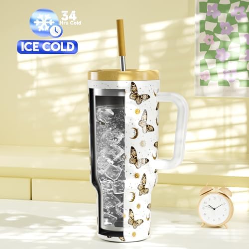 Meoky 40 oz Tumbler with Handle and Straw: Stainless Steel Insulated Tumbler with Lid and Straw - 100% Leak Proof Tumbler for Car Cup Holders - Travelers Commuters Workers, Winglet - Image 2