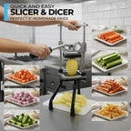 ICO Professional French Fry Cutter & Potato Cutter - Industrial Grade Vertical Potato Slicer for Regular & Sweet Potatoes - 2 Stainless Steel Blades with Universal Pusher & High-Stability Tripod Base - Image 6