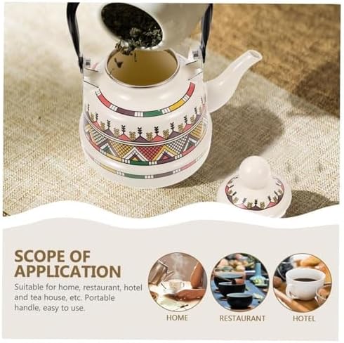 RSBFER Vintage Floral Enamel Tea Kettle - Quick Heating Stovetop Teapot with Cool Touch Porcelain Handle for Hot Water, No Whistling,Orange,1.7L - Image 5