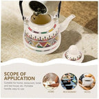 RSBFER Vintage Floral Enamel Tea Kettle - Quick Heating Stovetop Teapot with Cool Touch Porcelain Handle for Hot Water, No Whistling,Red,2.5L - Image 5