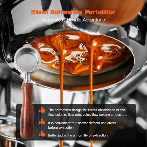 51mm Bottomless Portafilter with Puck Screen & Filter Basket, 3 Ears Espresso Handle Precision Fit for CASABREWS CM5418 and for 3700 Essential Machines - Image 7