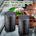 meekoo 18 Pcs Tea Tins Canister for Loose Tea 6 oz Airtight Tea Tins Bulk with Lids Metal Tea Jars Small Round Storage Containers for Travel Business Coffee Cans Candy Spices Herbs Kitchen(Black) - Image 6