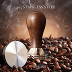 KYONANO Espresso Tamper 51mm - Tamper with Chacate Preto Wood Handle - Coffee Tamper plus Milk Frothing Pitcher 350ml & Silicone Tamper Mat - Tamper fits 51mm Delonghi Portafilter - Image 6