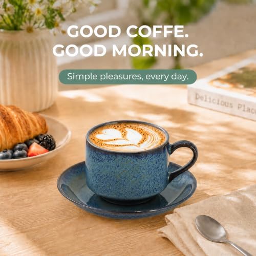 8 Ounce Cappuccino Cups Set of 4, Reactive Blue - Image 6