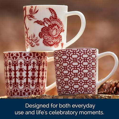 Caskata Newport Garden Gate Crimson Oversized Mugs Set of 4 | High-Design Lead-Free Porcelain Mug Set for Entertaining or Everyday | Unique Party Mugs for Wedding or Birthdays | 14 oz - Image 6