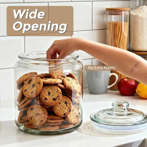Masthome 1 Gallon Glass Jar with Lid,Wide Mouth Cookie Jar for Pantry - Image 4
