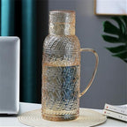 Water Pitcher 1.1L Glass Water Jug with Lid Retro Cold Water Pitcher Household Resistant High Temperature Tea Kettle for Cold/Hot Water, Iced Tea Water Jug(Yellow) - Image 3