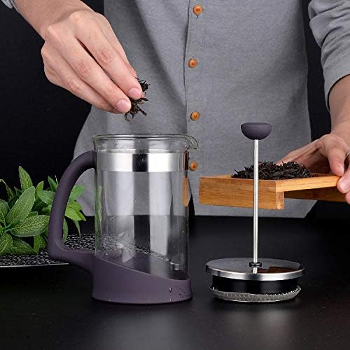 Filter Press Pot Coffee Maker Anti-Scald Plastic Handle Glass Coffee Pot Tea Maker Transparent Squeeze Pot Filter-600Ml - Image 4