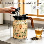 Vintage Teapot with Infuser, 35 oz Insulated Tea Pot for Loose Leaf Tea - Image 3