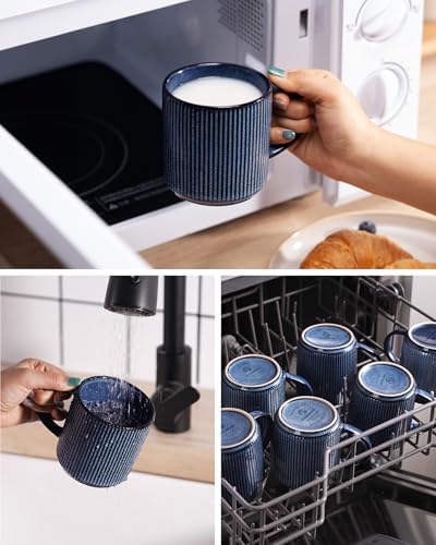 famiware Coffee Mug Set of 6, Star 12 oz Ceramic Mugs Cups Set with Handle - Image 5