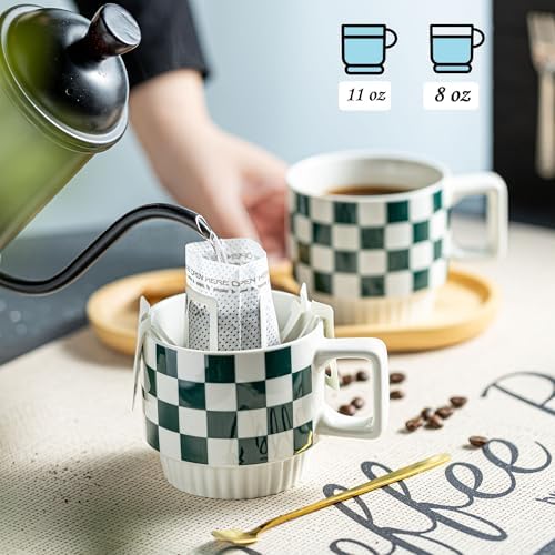 Miamolo Coffee Mugs with Stand and Spoons, Stacking Space-saving - Image 3