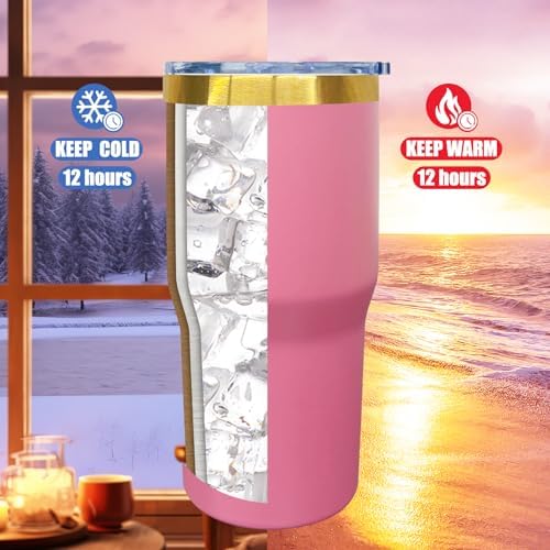 20 oz Tumbler Bulk Stainless Steel Tumblers with Lids and Straws Pink - Image 4