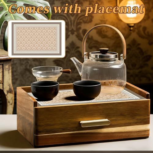 Acacia Wood Tea Bag Organizer with Drawer - Image 2