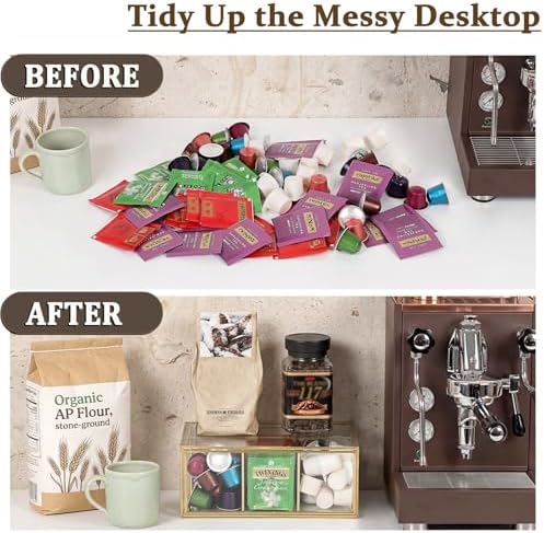 Glass Tea Bag Organizer with Drawer, Clear Teabag Holder Counter - Image 3