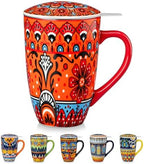 vancasso 18 Oz Tea Infuser Mug with Lid, Crimson Sunburst by vancasso