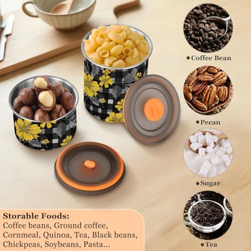 Michigan Black Designed Food Storage Containers With Lids Stainless Steel Pantry Storage Push Button Dry Food Canisters - Image 6