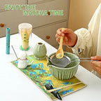 Matcha Whisk Set, 14oz Ceramic Matcha Bowl with Spout, Bamboo Whisk, Whisk Holder, Scoop, Sifter - 8Pcs Elegant Matcha Set for Gifting and Personal Use Dark Green - Image 2